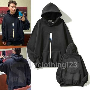 Men and women with candle print hoodie couple hip hop hoodie loose coat trend kaneyees designer personality 23ss