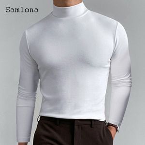Men s Polos Solid Turtleneck T shirt Men Long Sleeves Fashion Skinny Tops Sexy Mens clothing 2023 Spring Casual Pullovers White Tees 230707
