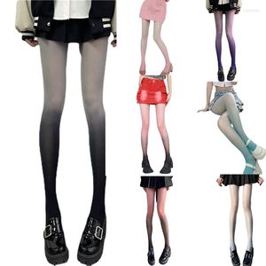 Женские носки Harajuku Gothic Summer Loman Thin Thin Cantyhose Gradient Contrast Color Color шелковистые колготки сладкая личность полузвучная вечеринка