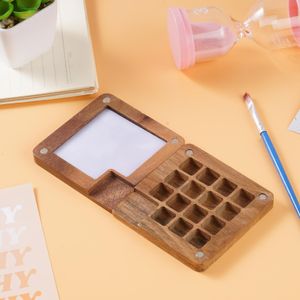 Painting Pens Mini 158 Grids Kawaii Cute Wooden Paint Box Portable Color Can Palette Art Supplies Square Tray Gifts 230706