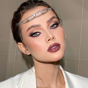 Saç Zinciri Moda Yeni Rhinestone Saç Zinciri Basit Çift Elastik Halat Saç Bandı All-Match Bridal Headdress Tasarımcı Takı