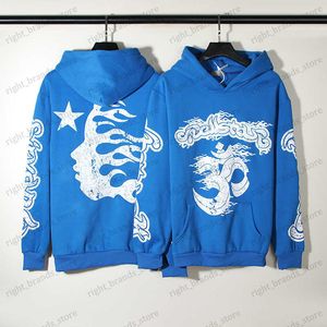 Herren Hoodies Sweatshirts Blau Vintage Hoodie Herren und Damen Hochwertiges Plüsch Kapuzenpullover Streetwear T230707