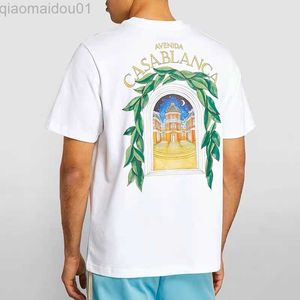 Męskie koszulki AVENIDA Casablanca Greenery zamek z gwiazdą drukuj T Shirt mężczyźni kobiety wysokiej jakości moda uliczna klub tenisowy koszulki z krótkim rękawem Top L230707