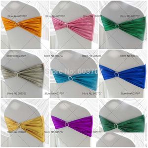 Sashes 16Color Elastic Bronzing Metallic Spandex Chair Band/Chair Bow With Round Plastic Buckle For Wedding Use Drop Delivery Home G Dhe6V
