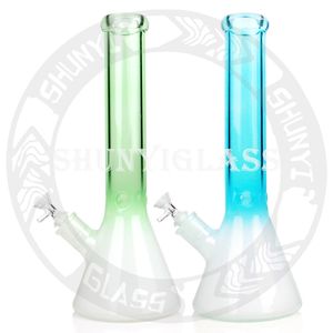 Tubi di vetro da 14 pollici Dab rig Pipa ad acqua per fumo Narghilè Bicchiere a gradiente Base di spessore 7 mm Bong freddi Riciclatori petroliferi Bong da 14,4 mm Ciotola da 14,4 mm