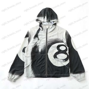 Herrjackor St 8 Ball Beach Shell Black 8 Print Tie-Dye dragkedja Huven Långärmad Stormtrooper Jacket Black 8 Coat T230707