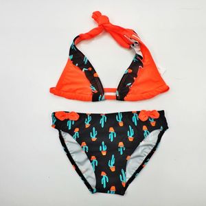 Dambadkläder Tjej Söt Barn Bikini Barn Tvådelad Baddräkt Barn Strandkläder Baddräkt Cartoon Print Bikinis Set