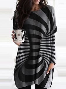 여성용 후드 2023 이른 가을 긴 스웨터 3D 대비 라운드 넥 팩토리 직접 판매 드레스