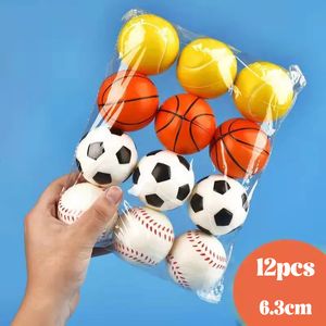 Ballong 12st 6,3 cm Anti-stressbollsrelief Fotboll Fotboll Basket Basket Tennis Mjukt skumgummi Klämbollsleksaker för barn 230706