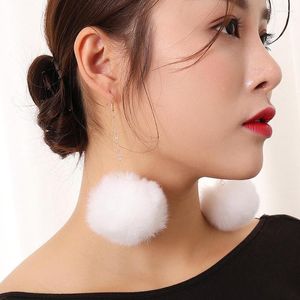 Dangle Earrings Pompom Fur Ball Earring Round Drop Fluffy Long Tassel Brinco Ear Drops Fashion Jewelry For Women