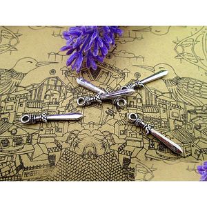 Charms 150Pcs-- Vintage Sword Antique Tibetan Sier 22X5Mm Drop Delivery Jewelry Findings Components Dhztw