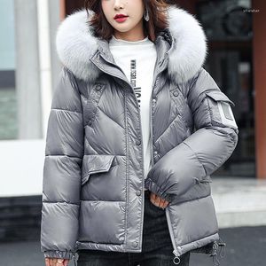 Women's Trench Coats Women's Winter Jacket Students Solid Hooded Large Fur Parkas Drawstring Slim Fashion Warm Coat Female Snow Wear