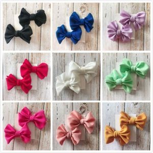 Hair Accessories 2023 Baby Summer 2Pcs/Sets Infant Kids Girls Hairwear Solid Bow Clips Headwear Ribbon Bowknot Barrettes Props Clip