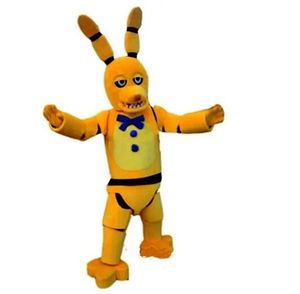 Costume da mascotte di coniglio giallo raccapricciante professionale Costume da festa per adulti in costume da cartone animato per adulti Puntelli da parata unisex per esterni