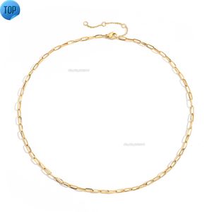 Hot Selling Steel Small Thin Cuban Link Chain Choker Necklace Paperclip Necklace Gold Plated Link Chain Jewelry