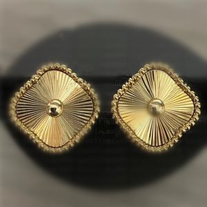 Designer-Ohrring mit Rückseite, Perlmutt, Silber, modisch, Vintage-Stil, 4/4-blättriges Kleeblatt, Ohrstecker, 18 Karat vergoldet, Schmuck, Geschenk für Frauen, Muttertag, Hochzeit