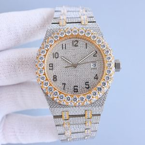 Handgjorda diamanter Titta på män Automatisk mekanisk designer klockor 42 mm med diamantspäckt stål 904L safirkvinnor armbandsur Montre de luxe