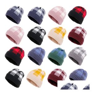 Party Hats Knit Plaid Hat Woman Warm Winter Crochet Skl Cap Outdoor Lady Christmas Stacking 12Style Suppliest2C5120 Drop Delivery Ho Dh8Is