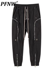 Vestido Pfnw Nova Fashion Casual Tide Darkwear Series Catwalk Multi Zipper Locomotive Pants for Men Safari Style Lápis calças 12A33347