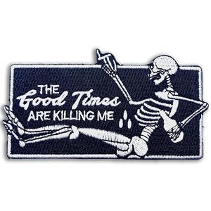 The Good Times Are Killing Me Sewing Notions 100% Embroidered Iron On Patches Sew On Skull Novelty DIY Applique Custom For Clothin341g