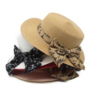Foldable Big Brim Floppy Straw Sun Hat With Bowknot Woman Elegant Protection Shading Fashion Beach Caps For Women