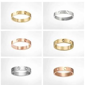 Fashion classic luxury Lover Stainless Steel Rings With Diamond Wedding Rings Never fade Not allergic gift For Female Women Gift Engagement 4mm 5mm 6mm US Size (5-11)