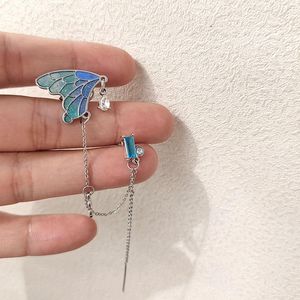 Dingla örhängen Timlee E108 Personlighet Butterfly Wing Flower Chain Strass Legering Clip Örhänge Originalitet Smycken Partihandel