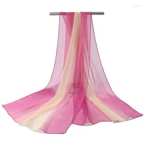 Sciarpe Grandi scialli Hijab musulmani Bandana Protezione solare Seta sottile Tulle Fazzoletto da collo Sciarpa solida sfumata Scialle lungo in chiffon