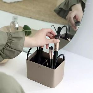 Storage Bags Iron PU Leather Makeup Box Remote Control Container Pen Case Brush Pot For Kitchen Bathroom Accessories Home Bin
