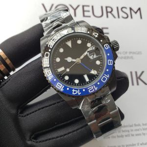 남자/여자 시계 자동 기계 40mm 시계 시계 904L 스틸 스틸 블루 블랙 세라믹 사파이어 유리 슈퍼 브라이트 시계 Montre de Luxe Gift