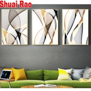 Curtains Diy Diamond Painting Brown Line 5d Diamond Embroidery Abstract Art Diamond Art Kit Home Decortiom Wall Sticker 3 Piece