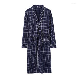 Indumenti da notte da uomo in puro cotone lungo accappatoio primavera autunno plaid accappatoio uomo Kimono accappatoi per uomo completo sposa vestaglia M-4XL