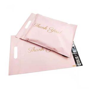 Biglietti d'auguri 50pcs Express Bag 1013Inch Pink Tote Courier Bags SelfSeal Adesivo Spessa Busta impermeabile Mailing 230706