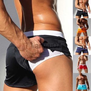 Roupa de banho masculina Calção de banho calção de banho com cordão forro de malha cintura elástica respirável shorts de secagem rápida para praia piscina verão masculino J230707