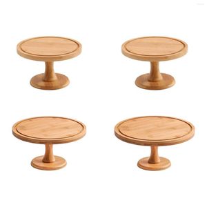 Plates Bamboo Cake Stand Serving Tray Appetizers Fruit Holders Platter Multiuse Round For Graduation Table Centerpiece Wedding