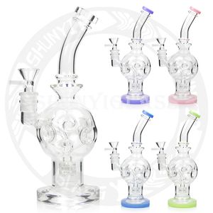 9.5 inches Dab Rig Glass bong smoke water pipe hookah oil rigs mini bongs smoking pipes dab recycler matrix perc 14.4mm bowl mixed color