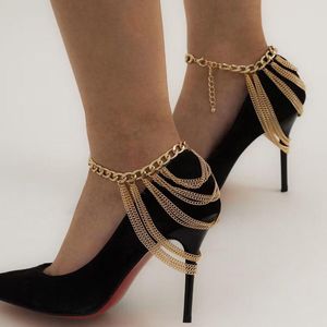 Anklets 1 PCS Fashion Multilayer Chain High Heel Shoe Simple Foot Ankle Beach Jewelry Bracelet For Women Girl Anklet Gift