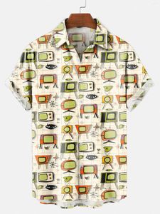 Camicie casual da uomo Camicia da uomo floreale in cotone a maniche corte hawaiana 3D Harajuku Oversize Y2k Tadpole per l'abbigliamento di lusso sociale elegante di Hawen