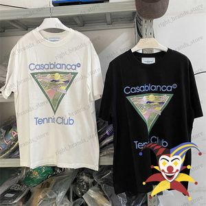 メンズTシャツカサブランカテニスクラブTシャツメンメンマウンテンプリント特大TシャツトップティーT230707