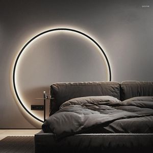 Wall Lamp LED Modern Simple Ring Round Designer Decor Circle Nordic Lustres Living Room Bedroom Remote Control Sconce Lighting