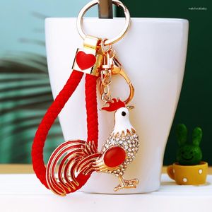 Keychains Crystal Chicken Rhinestone Animal Keyring Key Chain Jewelry For Women Girls Trendy Bag Car Decoration