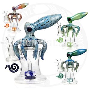 Riciclatore di piattaforme petrolifere da 10 pollici Tubi di vetro per narghilè Dab rig Pipa ad acqua per fumo Bong per tabacco da 5 mm di spessore Realizzato da Bong Octopus in vetro importato dall'America