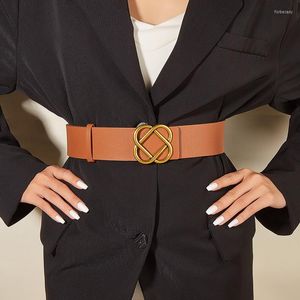 Cinture Cintura donna in pelle bovina a due strati Moda nodo cinese Fibbia in metallo Jeans abito casual per donna Marchio di design di lusso
