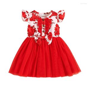 Abiti da ragazza Vestiti per ragazze 2023 Summer Princess Flying Sleeve Kids Dress Flower Party Baby For Children Abbigliamento 2-8Y 40