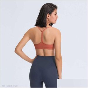 Yoga Outfit L-005 Canotta skin-friendly posteriore a forma di Y con pettorina Fitness Feels Reggiseno sportivo burroso-morbido Coppe rimovibili Gilet Solid Dr Dh7Oc