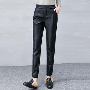 Women's Pants Leather Women Wear Loose And Velvet High Waist Harem Pu Casual In Autumn Winter