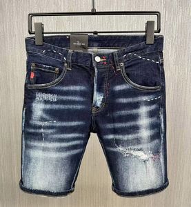 Man Jeans Shorts Stitch Detail Vintage tvättad effekt
