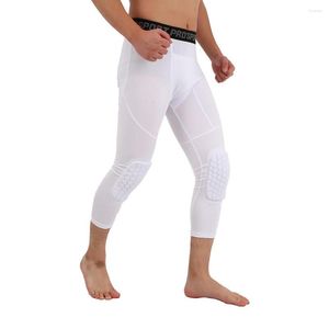 Joelheiras masculinas corrida esporte collants calças de basquete cortadas leggings de compressão ginásio fitness roupas esportivas para homens calças atléticas
