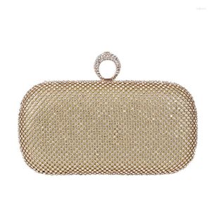 Evening Bags Diamond Rhinestone Women Bag Fashion Finger Ring Handbags Silver Black Gold Crystal Wedding Bridal Clutch