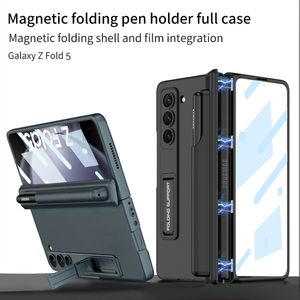 حالات قوسين لـ Samsung Galaxy Z Fold 5 Case Side Pen حامل حماية مفصلات مغناطيسية شاشة Flim